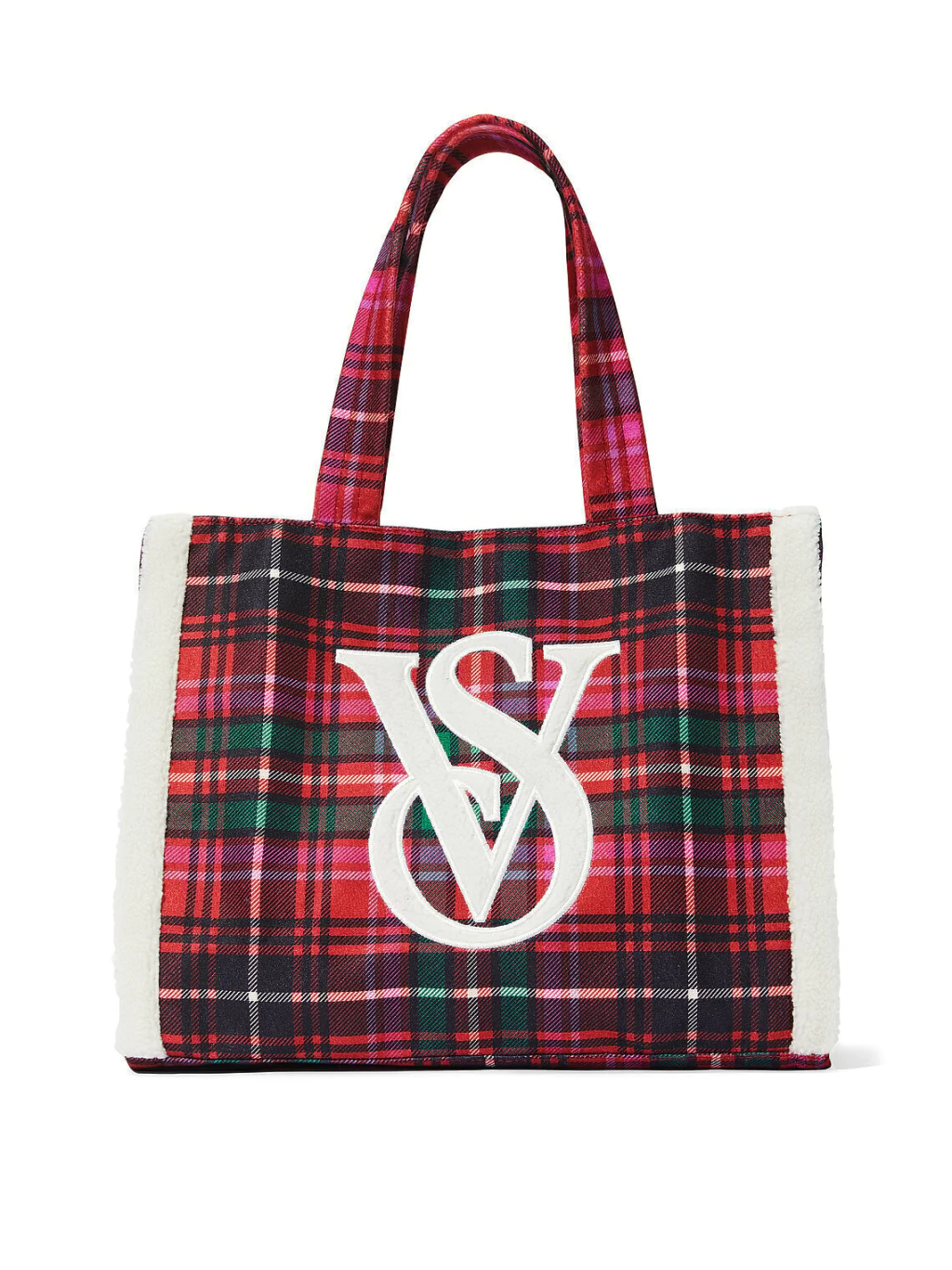 Bolsa Tote Xadrez Victoria’s Secret com Logo em Pelúcia